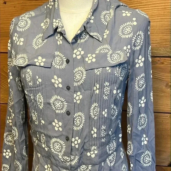 Women's Boden button up dress 8R Gray Polka dot Wedding casual event Boho Viscos - Picture 2 of 6